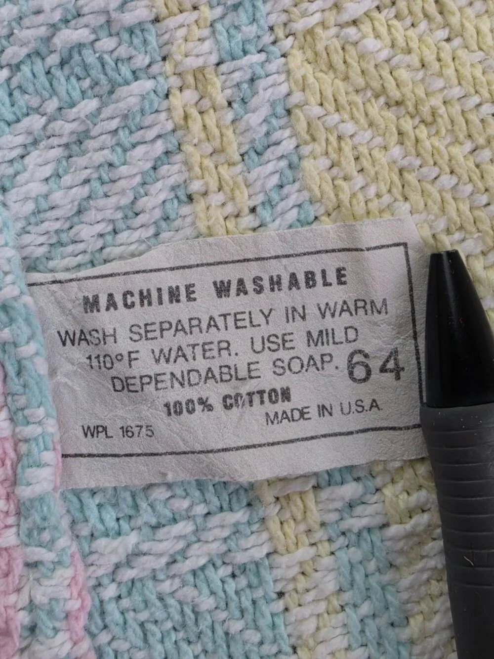 Vtg Beacon Baby Blanket Plaid Pastel Block Woven 100% Cotton Pink Blue Yellow